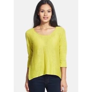 Eileen fisher scoop neck 3/4 sleeve 100% linen top SZ PM